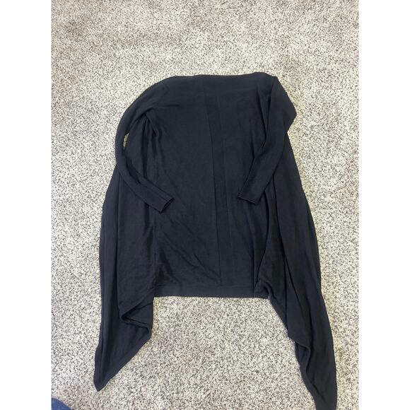 Core Knit Silk/Wool Cardigan Open Drapey Hem Duster Size XS, Quiet Luxury Black - Picture 8 of 11